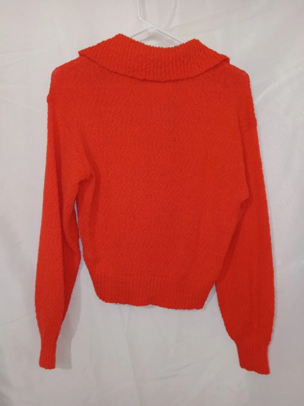Anthropologie Sweater Womens XS Maeve V Neck Polo Hot Lava Pullover Knit - Picture 5 of 11
